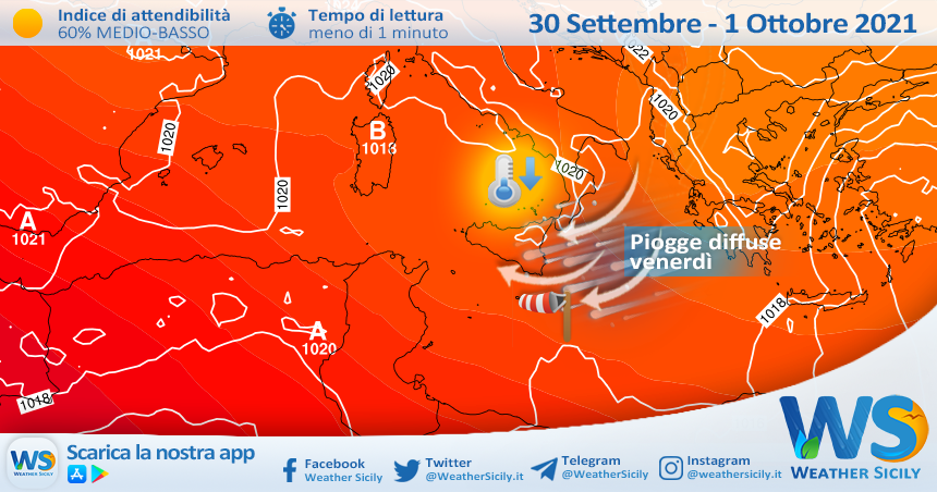 Sicilia: ulteriore calo termico e instabilità in aumento nelle prossime 48 ore.