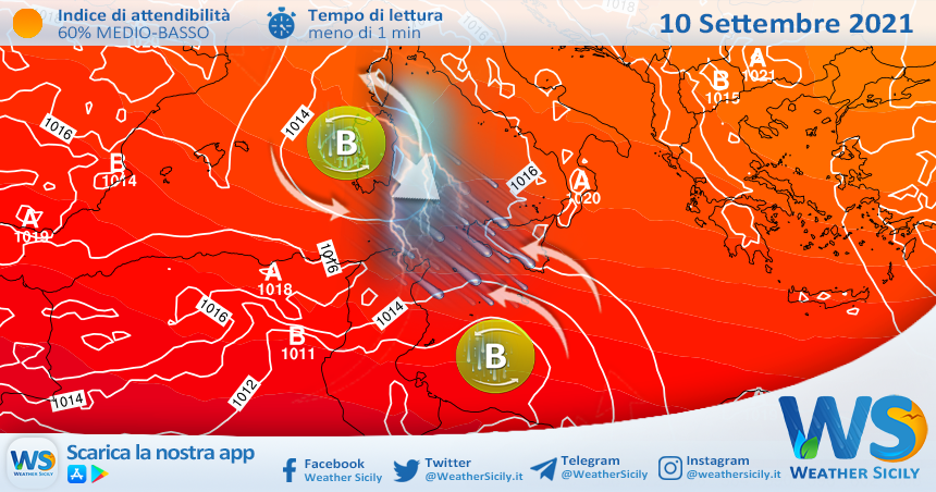 Sicilia: venerdì nuovo peggioramento prossimo ad estendersi al weekend.