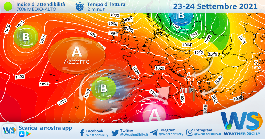 Sicilia: infiltrazioni fresche da est nelle prossime 24 ore.