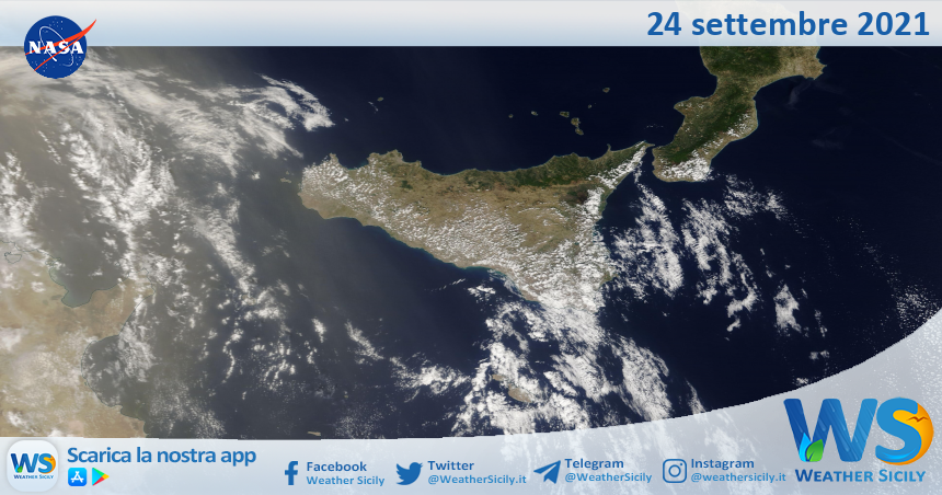 Sicilia: immagine satellitare Nasa di venerdì 24 settembre 2021