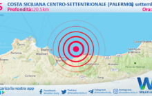Sicilia: scossa di terremoto magnitudo 2.5 nei pressi di Costa Siciliana centro-settentrionale (Palermo)
