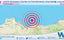 Sicilia: scossa di terremoto magnitudo 2.7 nei pressi di Costa Siciliana centro-settentrionale (Palermo)