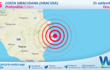 Sicilia: scossa di terremoto magnitudo 2.6 nei pressi di Costa Siracusana (Siracusa)