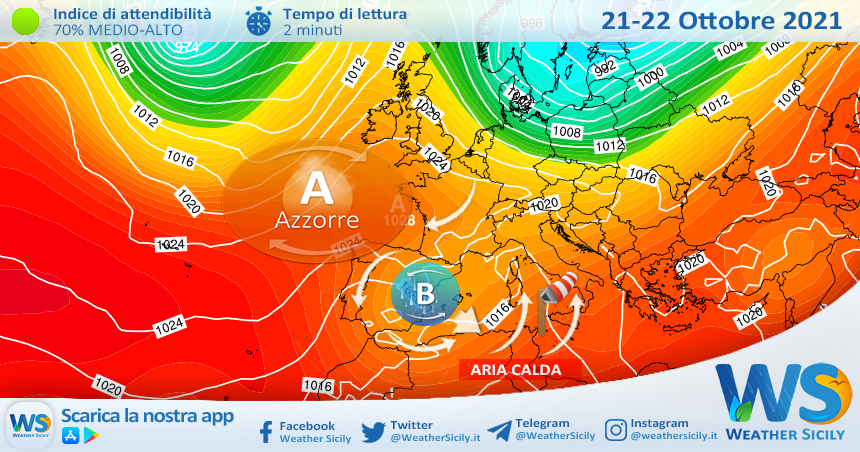 Sicilia: rialzo termico con punte fino a 28 gradi venerdì. Rischio ciclone nel weekend?