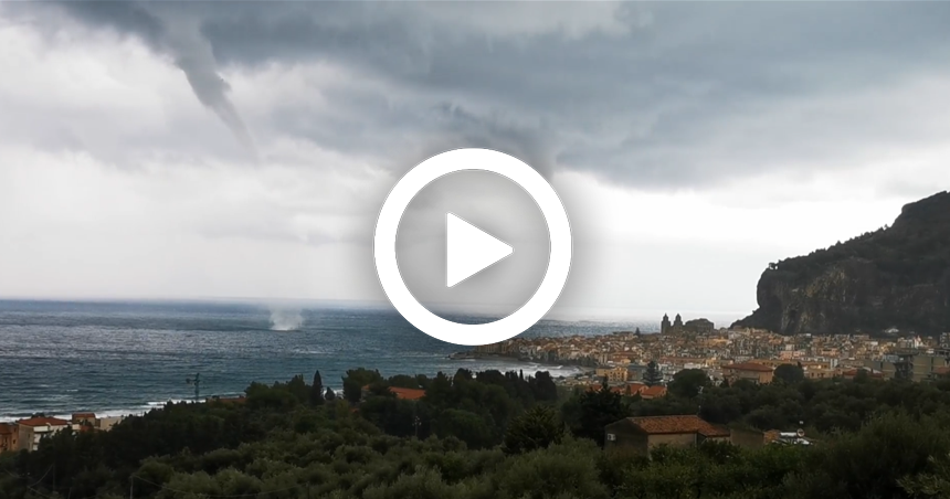 Sicilia: tromba marina si forma davanti il golfo di Cefalù. VIDEO