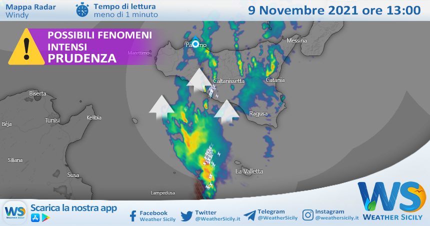 Sicilia, temporali in arrivo dal Canale: possibili fenomeni intensi nel pomeriggio!