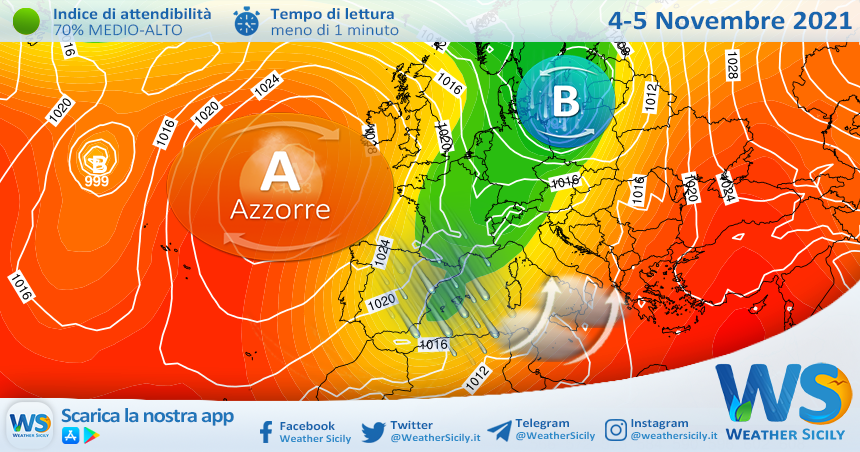 Sicilia, lieve calo termico giovedì. Tante nubi e piovaschi sparsi nelle prossime ore.