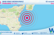 Sicilia: scossa di terremoto magnitudo 3.4 nel Mar Ionio Meridionale (MARE)