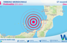 Sicilia: scossa di terremoto magnitudo 3.4 nel Tirreno Meridionale (MARE)