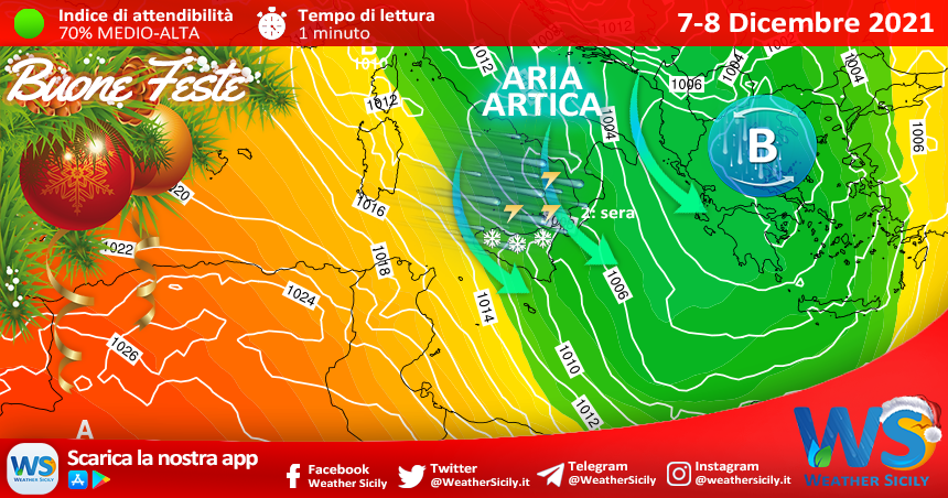 Sicilia: ingenti nevicate martedì notte in montagna! Segue breve rialzo termico per l'Immacolata.