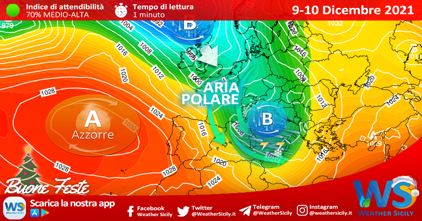 Sicilia: in arrivo due impulsi polari tra giovedì e venerdì! Attesa neve a quote più basse.