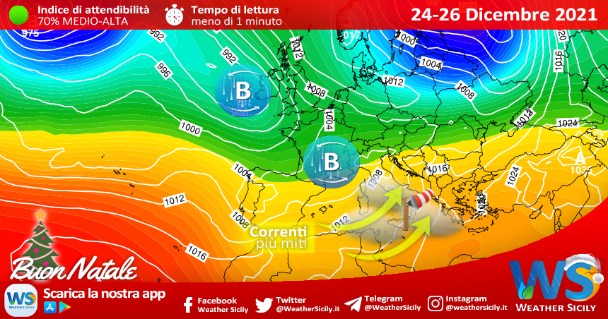 Sicilia, per le festività natalizie si riapre la porta atlantica: venti in rinforzo e rialzo termico!