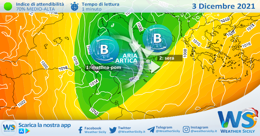 Sicilia, secondo impulso artico venerdì: torna la neve in Appennino!