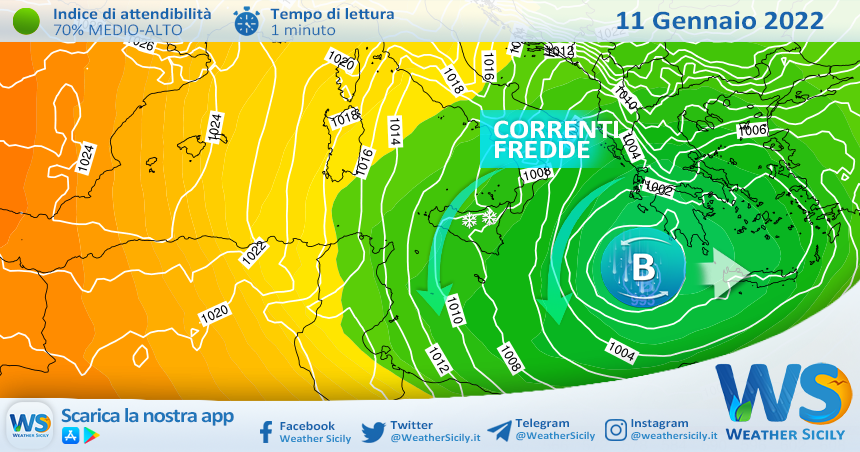 Sicilia: martedì ancora freddo e residue nevicate in montagna.