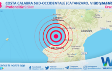 Mar Tirreno: scossa di terremoto magnitudo 4.3 nei pressi di Costa Calabra sud-occidentale.
