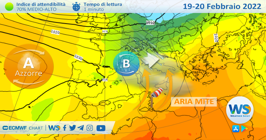 Sicilia: sarà un mite weekend con punte oltre i 20 gradi. Seguirà cambio da lunedì.