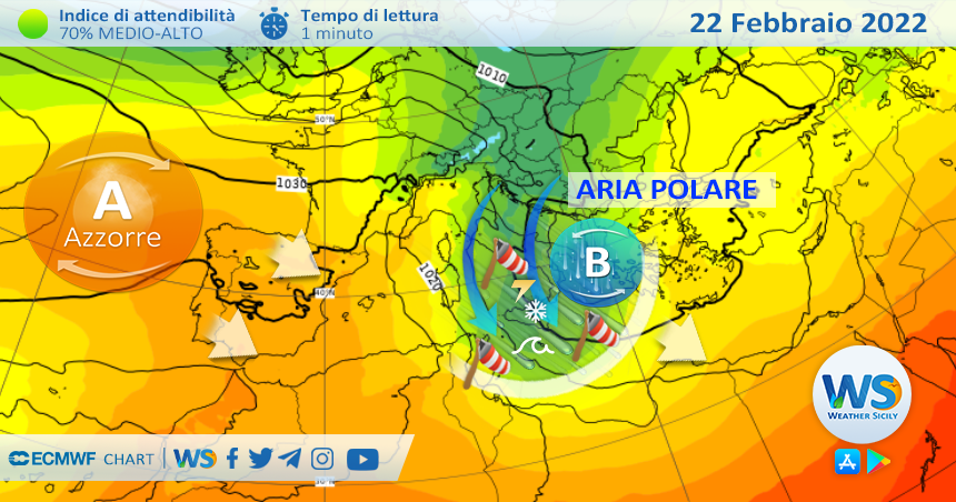 Sicilia, irruzione polare in arrivo: attesi burrascosi venti, maltempo e neve in montagna!