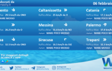 Sicilia: condizioni meteo-marine previste per domenica 06 febbraio 2022