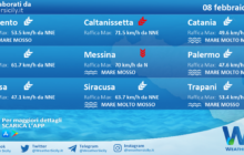 Sicilia: condizioni meteo-marine previste per martedì 08 febbraio 2022