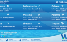 Sicilia: condizioni meteo-marine previste per lunedì 14 febbraio 2022