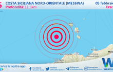 Sicilia: scossa di terremoto magnitudo 2.5 nei pressi di Costa Siciliana nord-orientale (Messina)