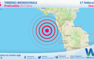 Sicilia: scossa di terremoto magnitudo 2.5 nel Tirreno Meridionale (MARE)