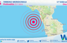 Sicilia: scossa di terremoto magnitudo 2.5 nel Tirreno Meridionale (MARE)