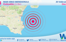 Sicilia: scossa di terremoto magnitudo 3.8 nel Mar Ionio Meridionale (MARE)