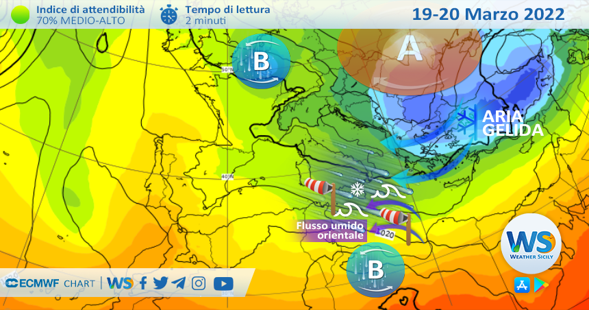 Sicilia, la primavera debutta al freddo: maltempo e brusco crollo delle temperature nel weekend!