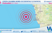 Sicilia: scossa di terremoto magnitudo 2.5 nei pressi di Costa Calabra nord-occidentale (Cosenza)