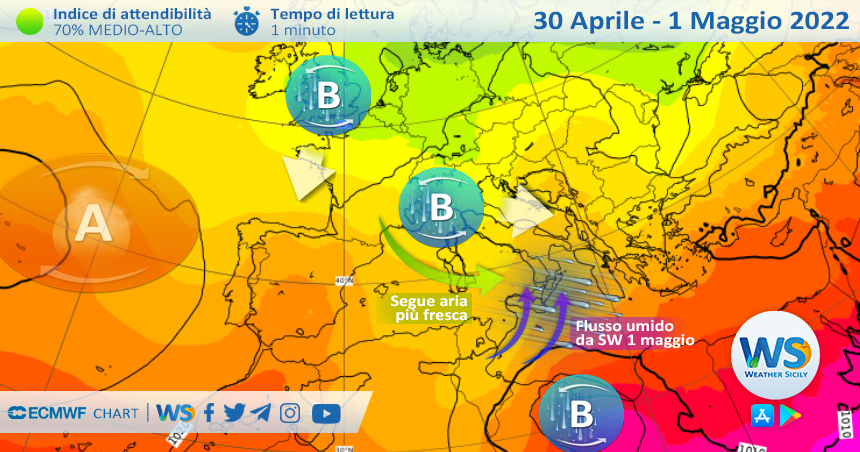 Sicilia, calo termico e incertezze nel weekend: rischio pioggia l'uno maggio!