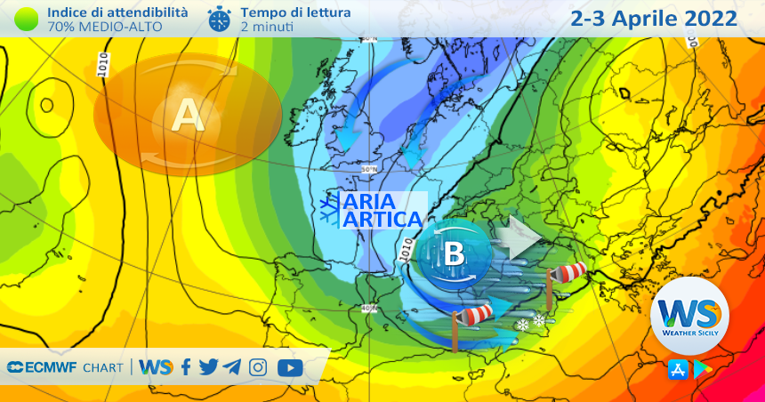 Sicilia, colpo di coda invernale nel weekend: torna la neve! Atteso un brusco calo delle temperature.