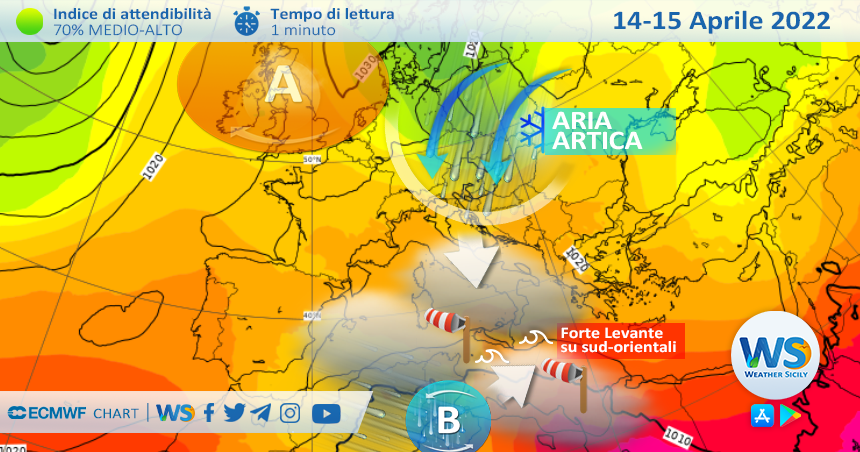 Sicilia: mite con Levante localmente tempestoso! Pasqua e Pasquetta a rischio freddo e maltempo?