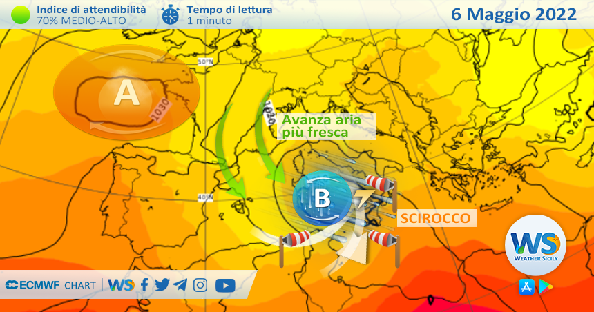 Sicilia: è attesa una tempesta di Scirocco nella notte. Seguirà maltempo venerdì.