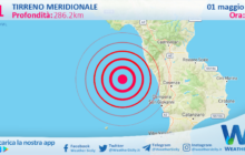 Scossa di terremoto magnitudo 3.1 nel Tirreno Meridionale (MARE)