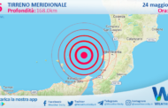 Scossa di terremoto magnitudo 2.6 nel Tirreno Meridionale (MARE)