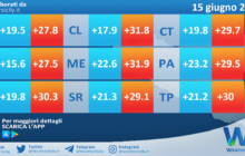 Temperature previste per mercoledì 15 giugno 2022 in Sicilia