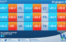 Temperature previste per mercoledì 22 giugno 2022 in Sicilia