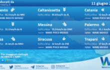 Sicilia: condizioni meteo-marine previste per sabato 11 giugno 2022