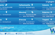 Sicilia: condizioni meteo-marine previste per domenica 12 giugno 2022