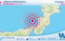 Scossa di terremoto magnitudo 3.2 nel Tirreno Meridionale (MARE)