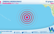 Scossa di terremoto magnitudo 3.2 nel Tirreno Meridionale (MARE)