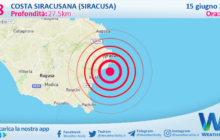 Scossa di terremoto magnitudo 2.8 nei pressi di Costa Siracusana (Siracusa)