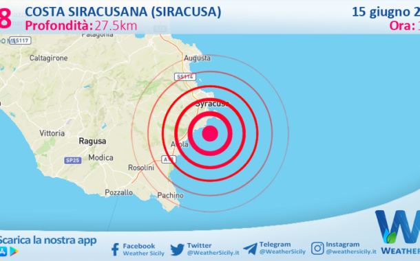 Scossa di terremoto magnitudo 2.8 nei pressi di Costa Siracusana (Siracusa)