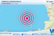 Scossa di terremoto magnitudo 3.6 nel Tirreno Meridionale (MARE)