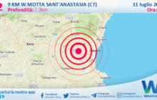 Scossa di terremoto magnitudo 3.2 nei pressi di Motta Sant'Anastasia (CT)