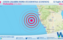 Scossa di terremoto magnitudo 2.7 nei pressi di Costa Calabra nord-occidentale (Cosenza)