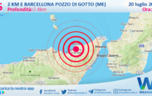 Scossa di terremoto magnitudo 2.5 nei pressi di Barcellona Pozzo di Gotto (ME)