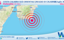 Scossa di terremoto magnitudo 2.6 nei pressi di Costa Calabra sud-orientale (Reggio di Calabria)