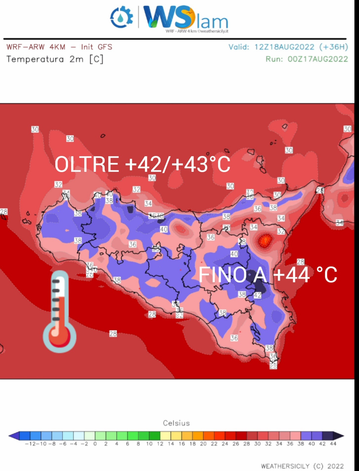 Sicilia: fase clou in arrivo! forte libeccio e temperature oltre i  +35°C in piena notte!